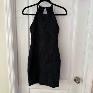 Elegant Parker Dark Green & Black Halter Style Dress